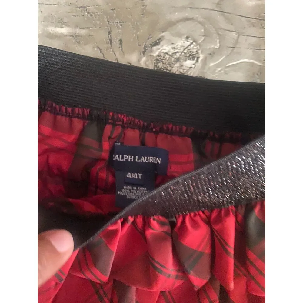 Ralph Lauren red and black holiday plaid ruffle skirt 4T